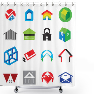 Personality  Set Of House And Home Concept Icons Shower Curtains