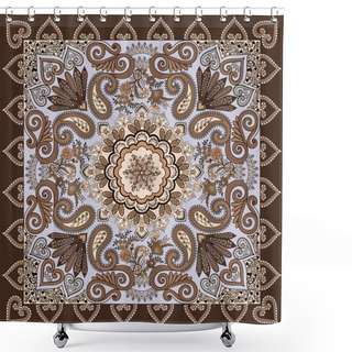 Personality  Bandanna With A Paisley, Openwork Pattern Decorated With A Bouqu Shower Curtains