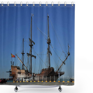 Personality  CADIZ, SPAIN - JULY 5, 2011: Galleon In The Seaport Of The Ancient City Of Cadiz. Shower Curtains