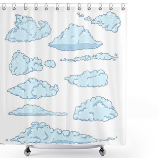 Personality  Vector Set Of Cartoon Clouds On White Background Shower Curtains