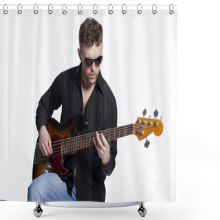 Personality  Bass Player With Attitude Shower Curtains