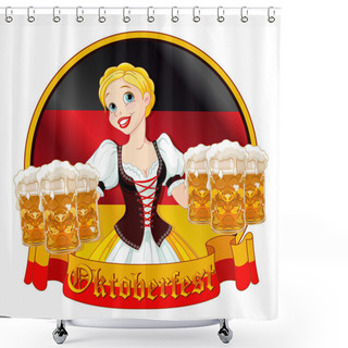 Personality  Girl Serving Beer On Oktoberfest Shower Curtains