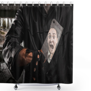 Personality  Psycho Killer Holding Knife  Shower Curtains