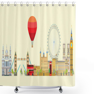 Personality  London Skyline Vector 5 Shower Curtains