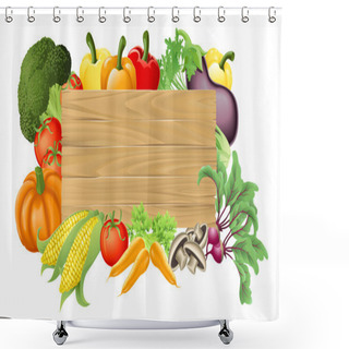 Personality  Vegetable Wooden Sign Illustration Shower Curtains