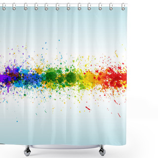 Personality  Color Paint Splashes. Gradient Vector Background On Blue And White Background. Shower Curtains
