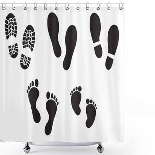 Personality  Human Footprints Icon On White Background. Vector Art. Shower Curtains