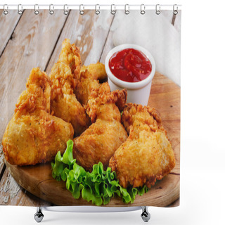Personality  Fried Chicken Wings In Batter Shower Curtains