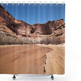Personality  Bushes And Cliff Against Cear Sky Shower Curtains
