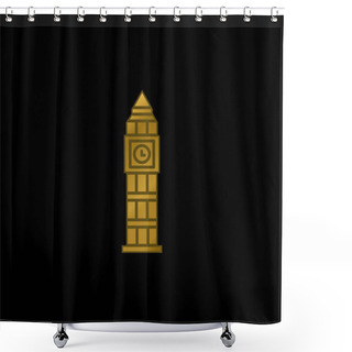 Personality  Big Ben Gold Plated Metalic Icon Or Logo Vector Shower Curtains