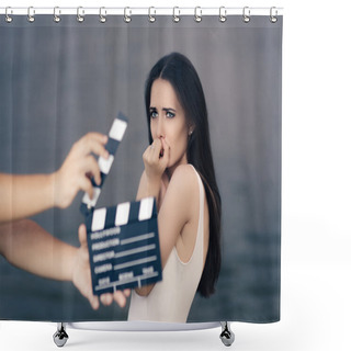 Personality  Scared Actress Shooting Movie Scene Shower Curtains