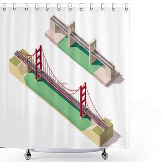 Personality  Vector Isometric Suspension Bridge Shower Curtains