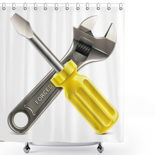 Personality  Vector Wrench And Screwdriver XXL Icon Shower Curtains