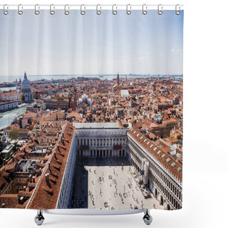 Personality  High Angle View Of Piazza San Marco And Ancient Buildings In Venice, Italy  Shower Curtains