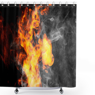 Personality  Thick Fiary Smoke On A Black Isolated Background. Fire Flames Background.   Shower Curtains