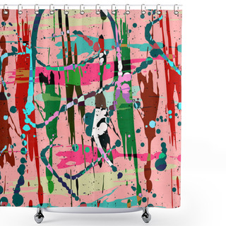 Personality  Abstract Color Pattern In Graffiti Style Quality Illustration For Your Design Shower Curtains