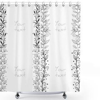 Personality  Set Of Abstract Floral Frames; Vertical Floral Borders For Greeting Cards, Invitations, Wedding Cards, Posters, Banners, Web Design. Shower Curtains