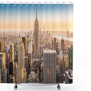 Personality  New York Skyline On A Sunny Afternoon Shower Curtains