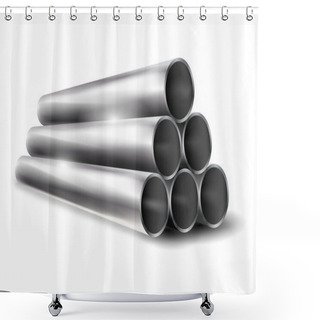 Personality  Pile Of Metal Pipes Shower Curtains