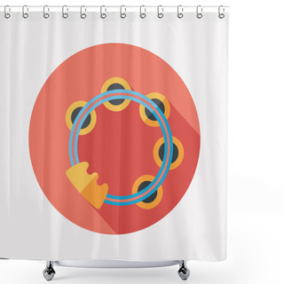 Personality  Tambourine Flat Icon With Long Shadow Shower Curtains
