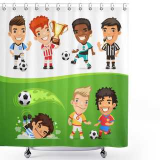 Personality  Cartoon Soccer Players And Referee Shower Curtains