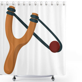 Personality  Wooden Sling Shot, Illustration, Vector On White Background. Shower Curtains