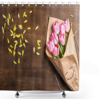 Personality  Pink Tulips Bouquet Shower Curtains