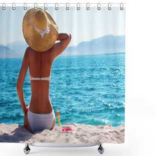 Personality  Woman Resting On The Beach Shower Curtains