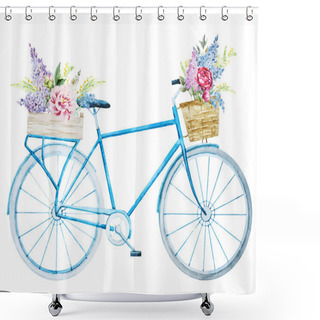 Personality  Watercolor Bike Bicycle Shower Curtains