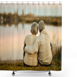 Personality  Elderly Couple In Nature Shower Curtains