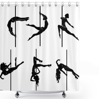 Personality  Six Pole Dancers Shower Curtains