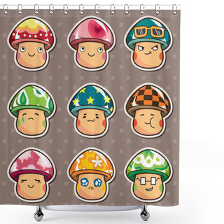 Personality  Mushroom Stickers Shower Curtains