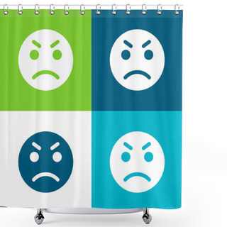 Personality  Anger Flat Four Color Minimal Icon Set Shower Curtains