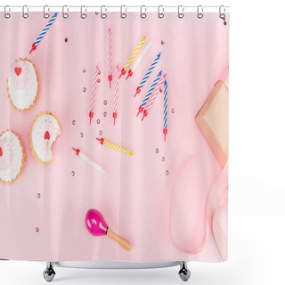 Personality  Cupcakes And Colorful Candles  Shower Curtains