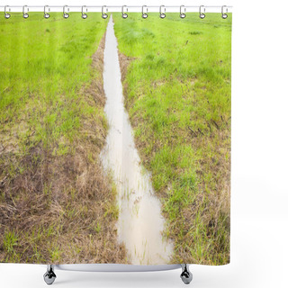 Personality  Full Water Ditch In A Field After Torrential Rain Shower Curtains