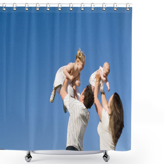 Personality  Happy Family, Parents And Children Shower Curtains