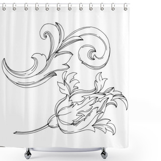 Personality  Vector Baroque Monogram Floral Ornament. Black And White Engraved Ink Art. Isolated Monogram Illustration Element. Shower Curtains