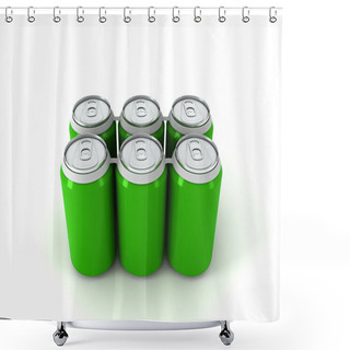 Personality  3d Illustration Of Six Green Aluminum Cans Shower Curtains