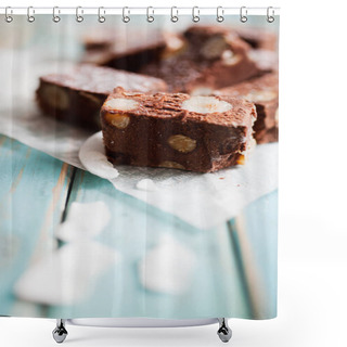 Personality  Chocolate Fudge With Nuts Shower Curtains