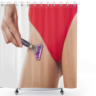 Personality  Woman Shaves Her Crotch Shower Curtains