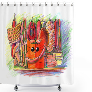 Personality  Cat In Sausage Paradise Shower Curtains
