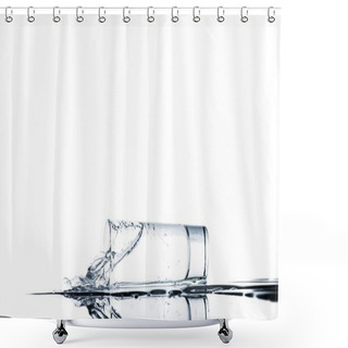 Personality  Water Spilling From Glass Isolated On White Shower Curtains