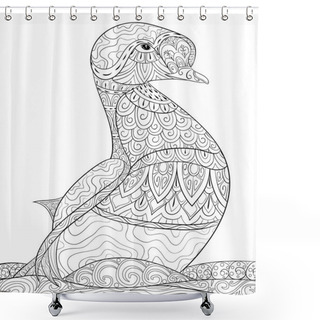 Personality  A Cute Duck With Zen Ornaments In The Water Image For Adults,for Relaxing Activity.Zen Art Style Illustration For Print.Poster Design. Shower Curtains
