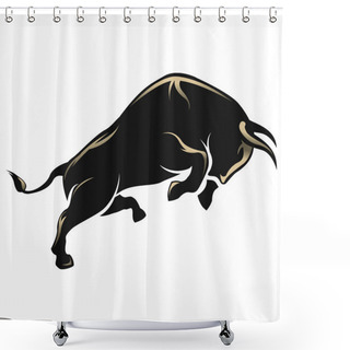 Personality  Angry Bull On White Background Shower Curtains