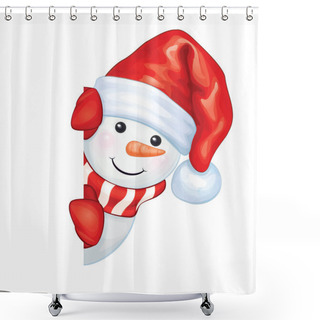 Personality  Snowman Hiding By Blank Shower Curtains