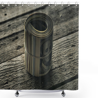 Personality  Dollar Banknotes In Roll  Shower Curtains