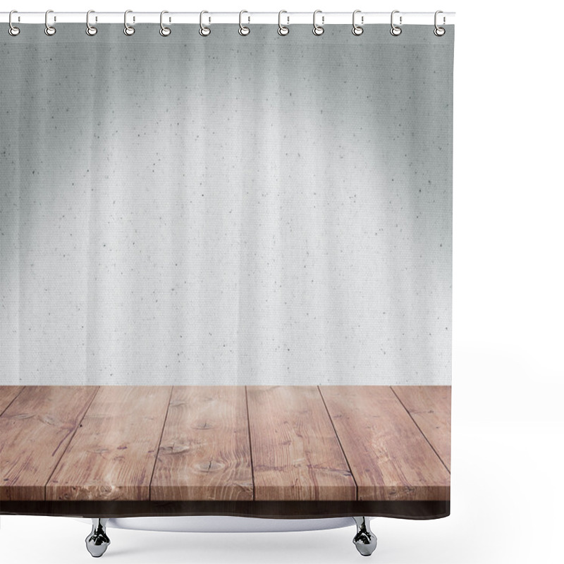 Personality  Wood Table With Fabric Texture Background Shower Curtains
