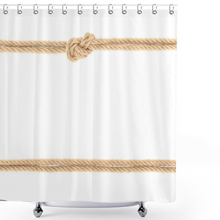 Personality  Top View Of Arranged Nautical Ropes With Knot Isolated On White Shower Curtains