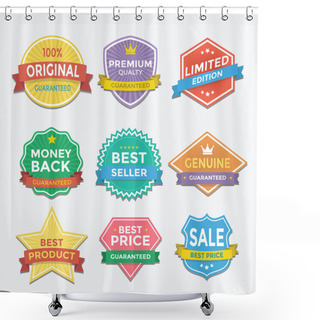 Personality  Flat Color Badges And Labels Promotion Design Vector Shower Curtains