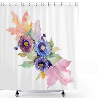 Personality  Bouquet Floral Botanical Flowers. Wild Spring Leaf Wildflower Isolated. Watercolor Background Illustration Set. Watercolour Drawing Fashion Aquarelle. Isolated Bouquet Illustration Element. Shower Curtains